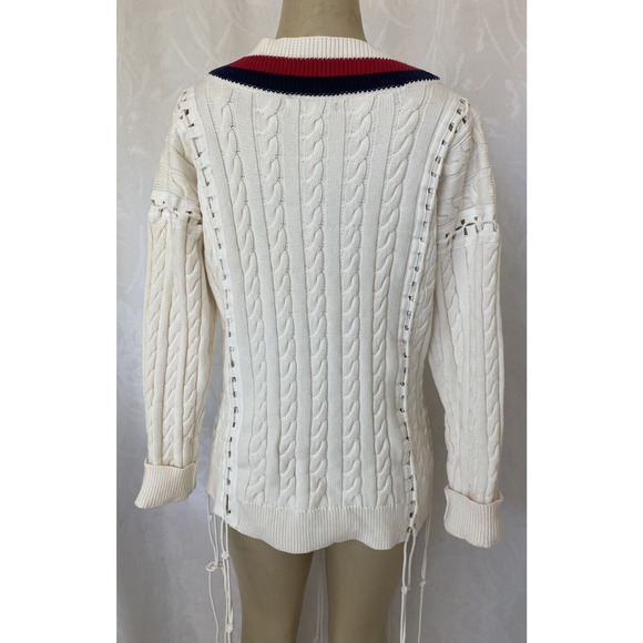 Alexander Wang Cricket Cable Knit Pullover Flights Lace Up Sweater White… - Picture 8 of 16